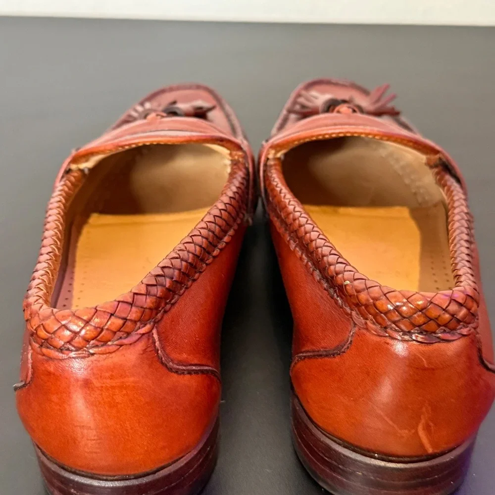 Allen Edmonds Maxfield Tassel Loafers Mens 7 D Woven Braided Leather 47716